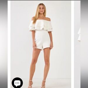 Brand new with tags Endless Rose OFF THE SHOULDER RUFFLED ROMPER